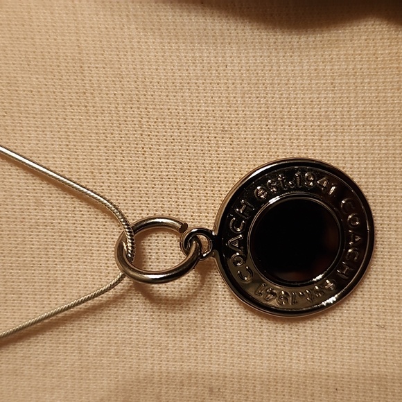 Coach Logo Circle Pendant W/Necklace That's Unbranded All Stainless Steel 18" - Picture 4 of 9